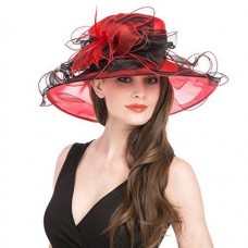 Mujer&apos;s Organza Church Kentucky Derby Cap British Party Hat Ruffles Feather 714485934452 eb-93694214